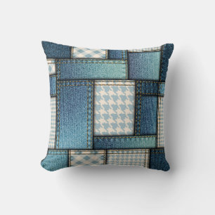 Cool Simulated Blue Denim Fabric Cushion