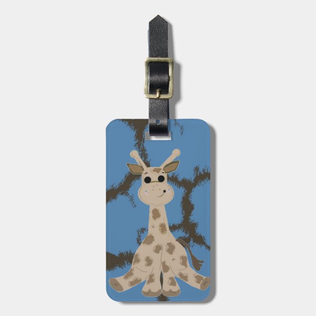 Cool Sitting Giraffe Luggage Tag (Front Vertical)