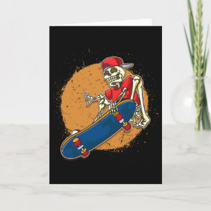Cool Skateboard Art Skeleton Skateboarding Kickfli Card