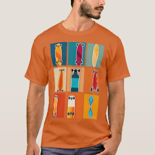 Cool Skateboard Collection with Retro Colours T-Shirt