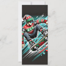 Cool Skateboard Holiday Christmas Card For Boys