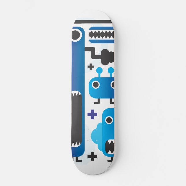 Cool skateboard with blue monster graphics (Front)