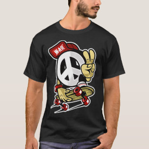 Cool Skateboarder With the Sign of Peace T-Shirt