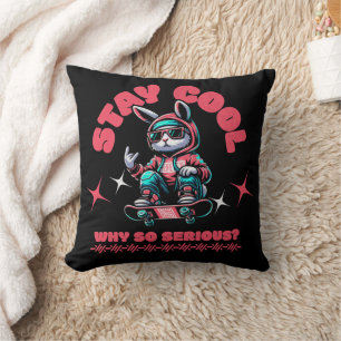 Cool Skateboarding Bunny Cushion