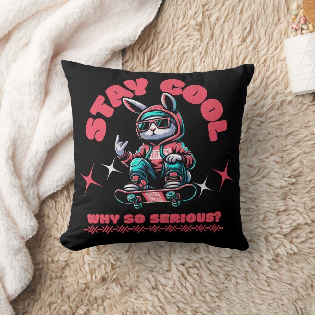 Cool Skateboarding Bunny Cushion (Blanket)