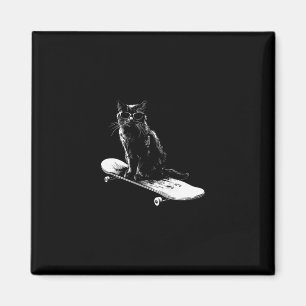 Cool Skateboarding Cat With Sungles For Men Women Magnet