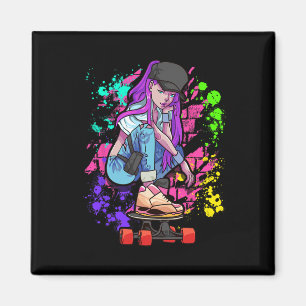 Cool Skateboarding Chick Street Paint Ramp Queen S Magnet