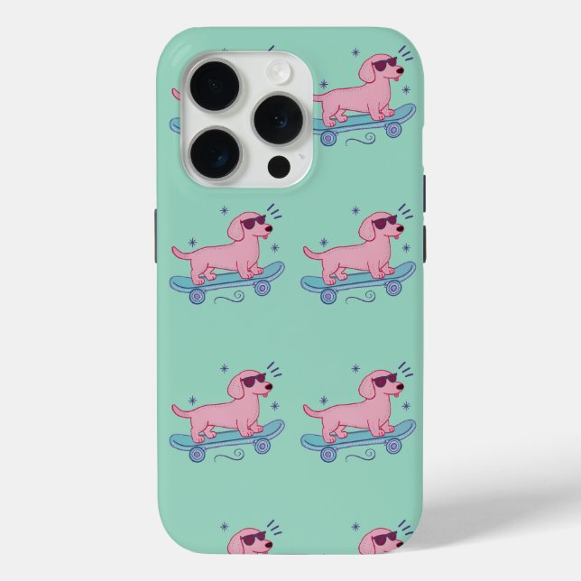 Cool Skateboarding Dachshund | Funny Dog Art Case-Mate iPhone Case (Back)
