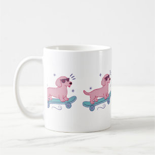 Cool Skateboarding Dachshund Funny Dog Art Coffee Mug
