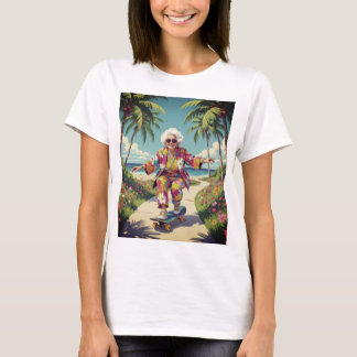Cool Skateboarding Grandma Tropical T-Shirt