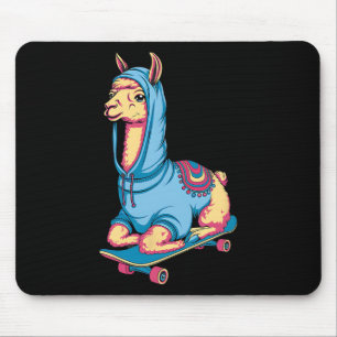 Cool Skateboarding Llama In Hoodie Funny Animals S Mouse Pad