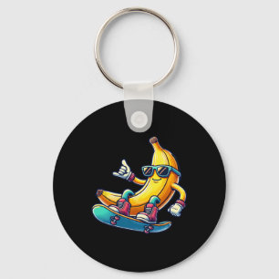 Cool Skateboarding Nana With Sungles Chill Vibes Key Ring