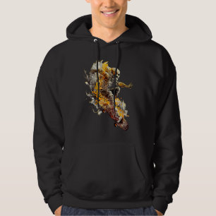 Cool Skateboarding Skeleton with Flames Fun Skateb Hoodie