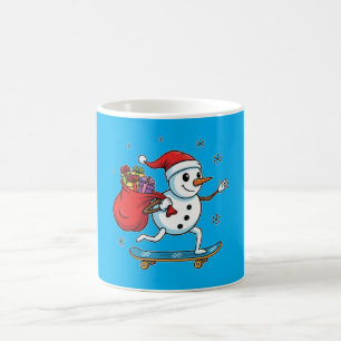 Cool Skateboarding Snowman Funny Christmas Skate Coffee Mug