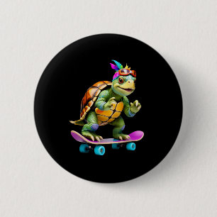 Cool Skateboarding Turtle Cartoon Animal Character 6 Cm Round Badge