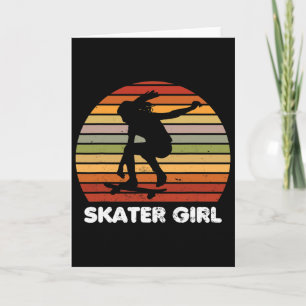 Cool Skater Art Girl Skateboarding Skateboard Skat Card