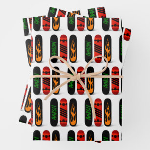 Cool Skater Skateboard Personalized Wrapping Paper Sheet