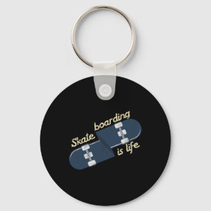 Cool Skater Skateboarding Is Life Skateboard Key Ring