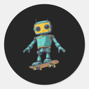 Cool Skating Robot With Skateboard Costume  Classic Round Sticker