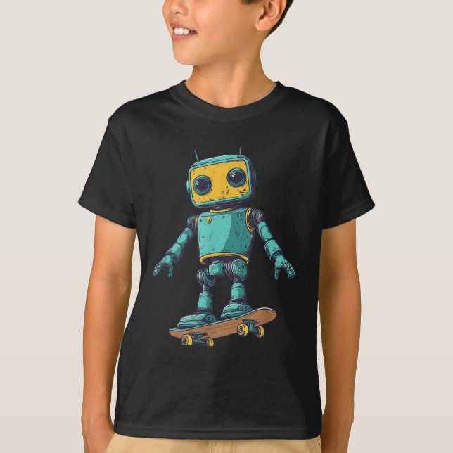Cool Skating Robot With Skateboard Costume  T-Shirt (Front)