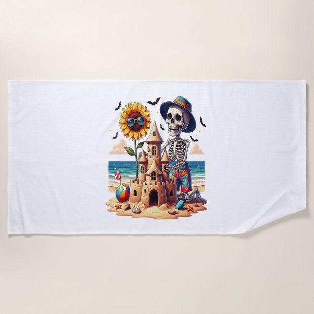 Cool Skeleton at the Beach Beach Towel (Front)