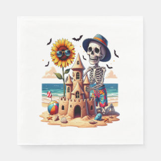Cool Skeleton at the Beach Napkin