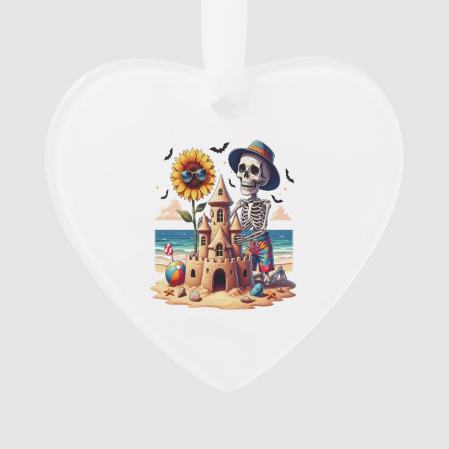 Cool Skeleton at the Beach Ornament (Front)