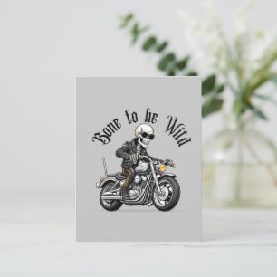 Cool Skeleton Bone to be Wild Riding a Motorcycle  Postcard