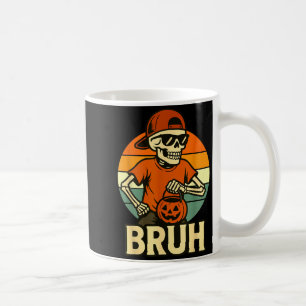 Cool Skeleton Bruh Halloween Shirt Kids Teen Boys Coffee Mug