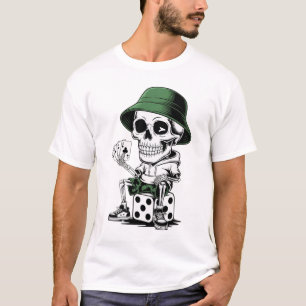 Cool Skeleton Dice Player – Streetwear Style T-Shirt