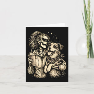 Cool Skeleton Girl With Dog - Gothic Pet Lover Card
