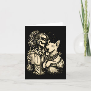 Cool Skeleton Girl With Dog - Gothic Pet Lover Card