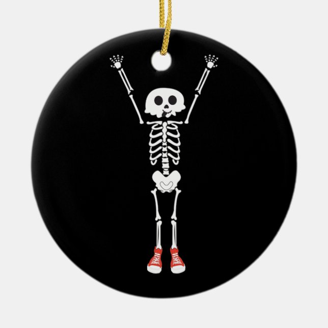 Cool Skeleton Halloween Design  Ceramic Ornament (Front)