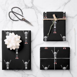 Cool Skeleton Halloween Design Wrapping Paper Sheet