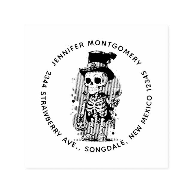 Cool Skeleton in a Top Hat Halloween Address Self-inking Stamp (Design)