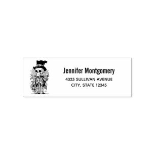Cool Skeleton in a Top Hat Halloween Address Self-inking Stamp