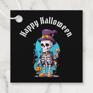 Cool Skeleton in a Top Hat Halloween Favour Tags