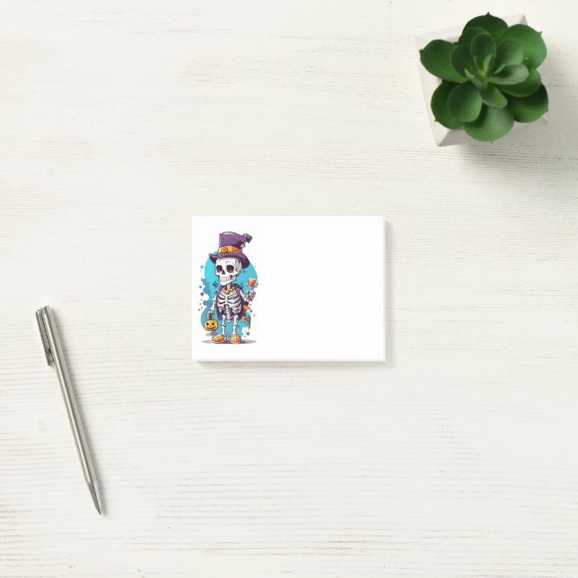 Cool Skeleton in a Top Hat Halloween Post-it Notes (Office)