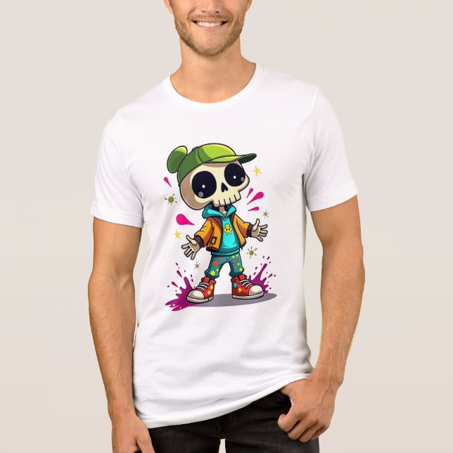 Cool Skeleton Kid – Colour Splash Streetwea Tri-Blend Shirt (Front)