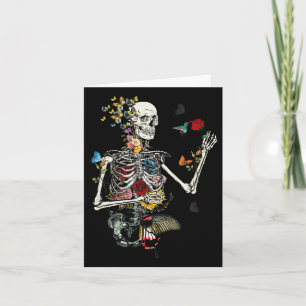Cool Skeleton Plant Nature Flower Halloween Card