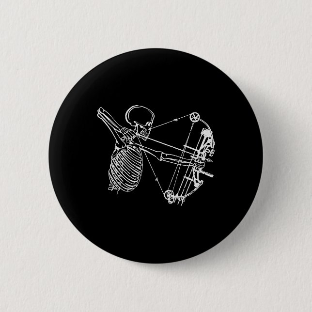 Cool Skeleton With Bow Skull Archery Hunting Gift  6 Cm Round Badge (Front)
