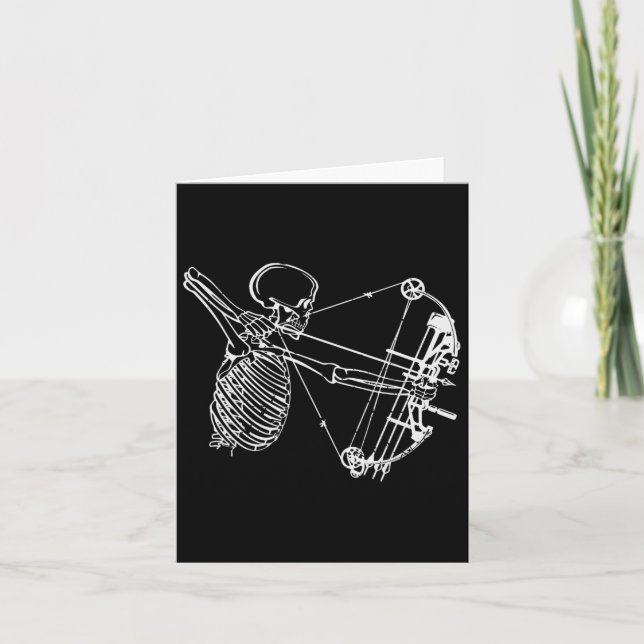 Cool Skeleton With Bow Skull Archery Hunting Gift  Card (Front)