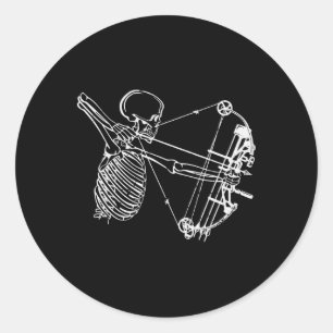 Cool Skeleton With Bow Skull Archery Hunting Gift  Classic Round Sticker