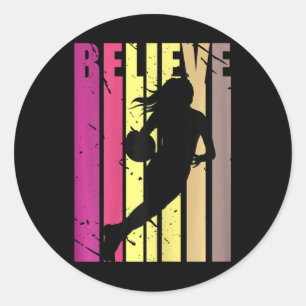 Cool Sketll Girls Birthday Player Vintage Retro St Classic Round Sticker