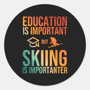 Cool ski art for men women kids nordic mountain classic round sticker