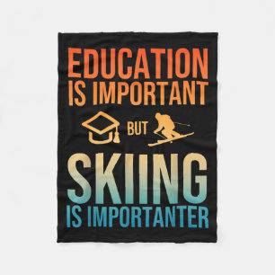Cool ski art for men women kids nordic mountain fleece blanket