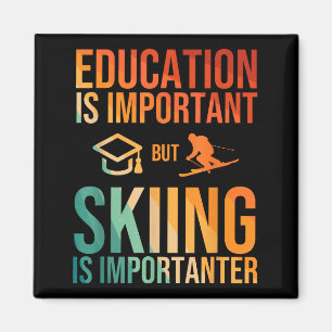 Cool ski art for men women kids nordic mountain magnet