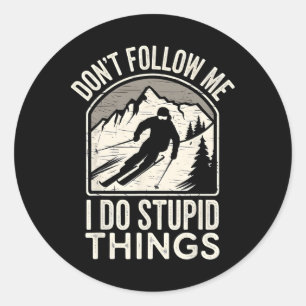 Cool Ski Freestyle Funny Saying Winter Sports Skie Classic Round Sticker
