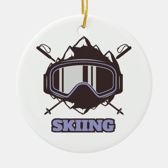 Cool Ski Helmet  Ceramic Ornament (Front)