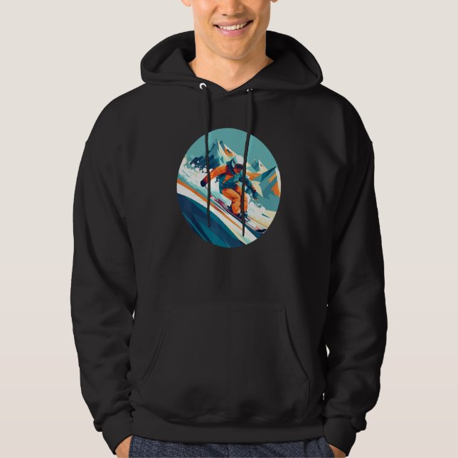 Cool Ski Sport in Winter for Cool Snow Slope Hoodie (Front)